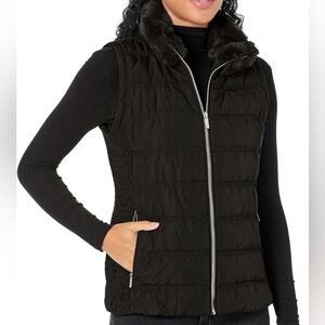 Calvin Klein Women's Quilted with Fur Collar Vest